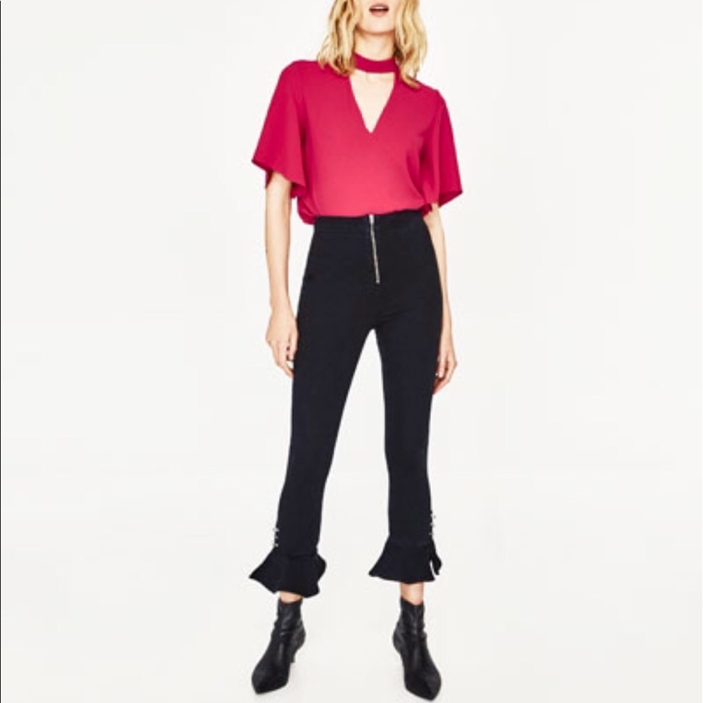 Zara Choker V neck Blouse